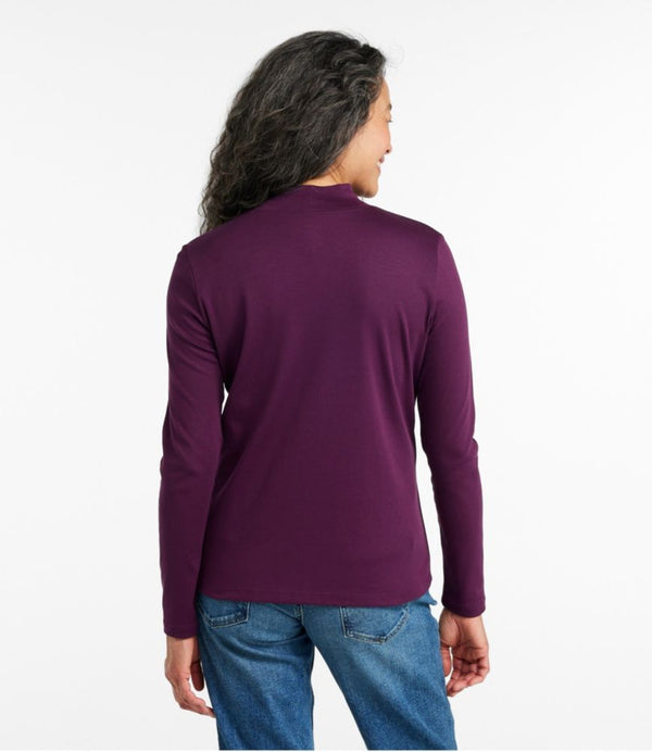Women's Pima Cotton Tee, Long-Sleeve Mockneck