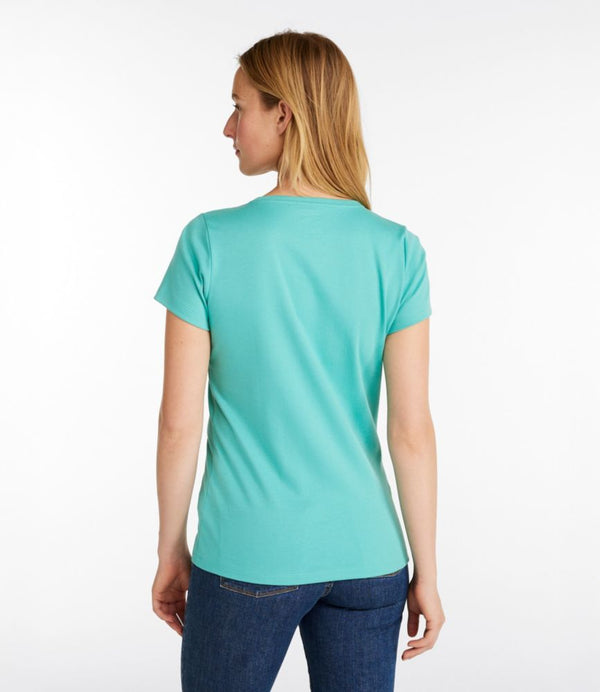 Women's Pima Cotton Shaped V-Neck, Short-Sleeve
