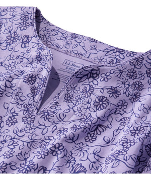 Women's Pima Cotton Tunic, Three-Quarter-Sleeve Splitneck Print