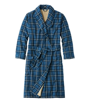 Men's Scotch Plaid Flannel Robe, Sherpa-Lined