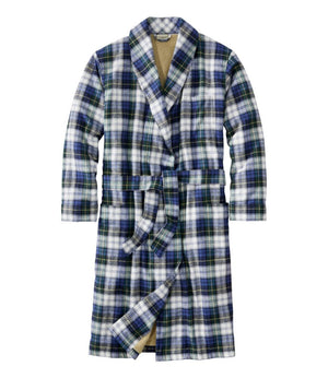 Men's Scotch Plaid Flannel Robe, Sherpa-Lined
