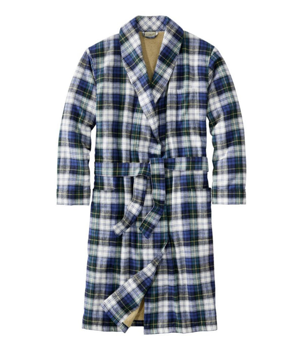 Men's Scotch Plaid Flannel Robe, Sherpa-Lined