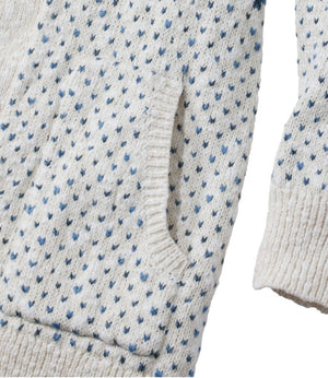 Women's Cotton Ragg Sweater, Open Cardigan Fair Isle