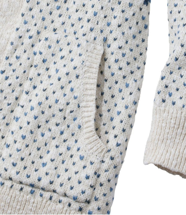 Women's Cotton Ragg Sweater, Open Cardigan Fair Isle