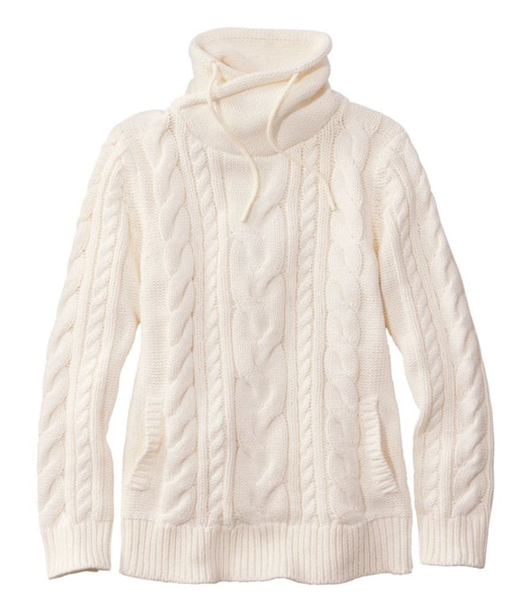 Women's Double L® Mixed-Cable Sweater, Funnelneck