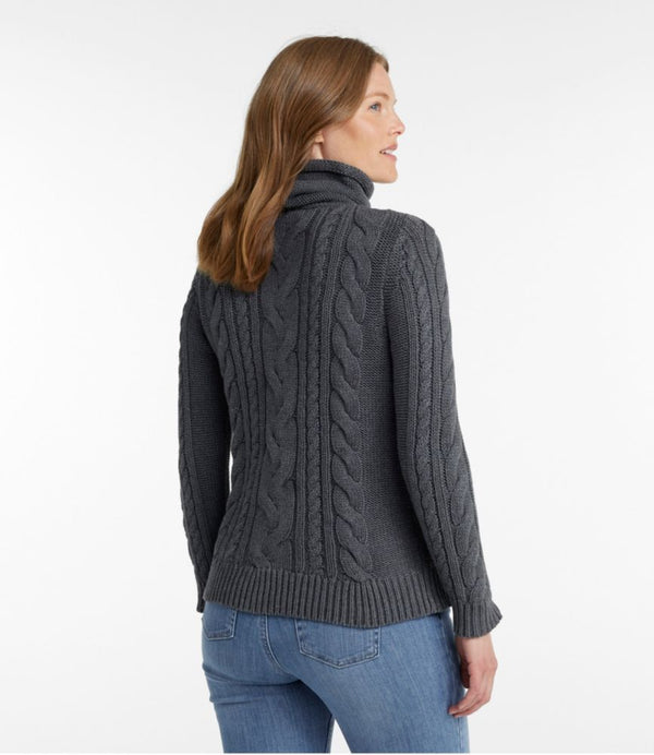 Women's Double L® Mixed-Cable Sweater, Funnelneck