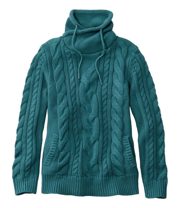 Women's Double L® Mixed-Cable Sweater, Funnelneck