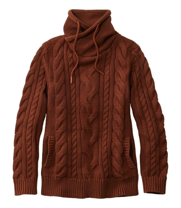 Women's Double L® Mixed-Cable Sweater, Funnelneck