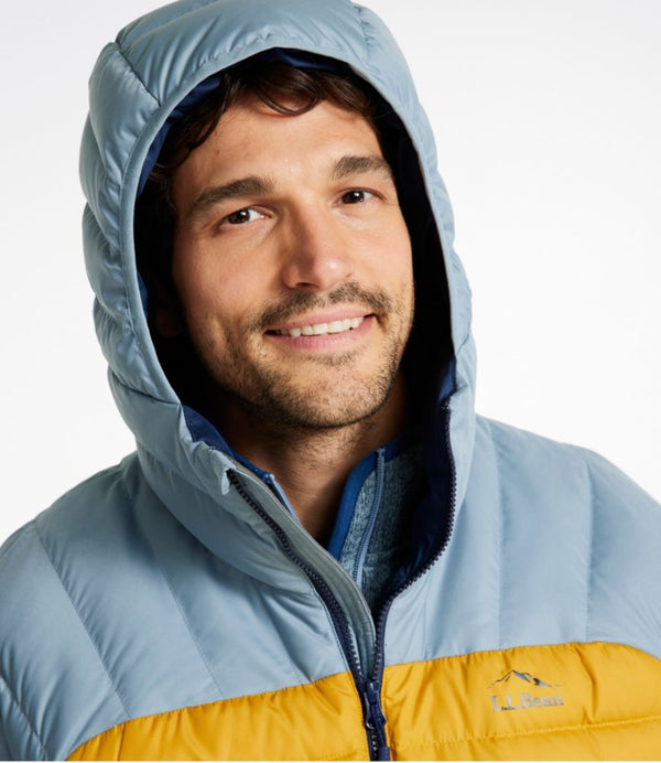 Men's Bean's Down Hooded Jacket, Colorblock