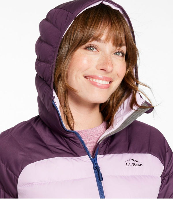 Women's Bean's Down Hooded Jacket, Colorblock