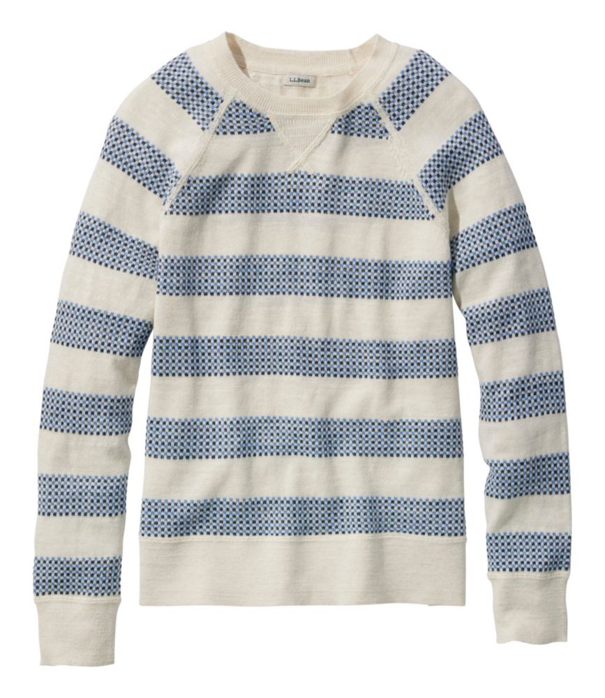 Women's Organic Cotton Slub Sweater, Crewneck Stripe