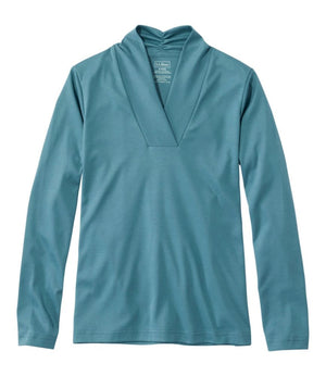 Women's Pima Cotton Tee, Shawl Long-Sleeve