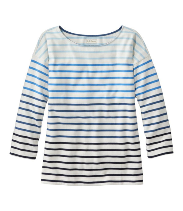 Women's Heritage Mariner Top, Boatneck Three-Quarter-Sleeve Stripe