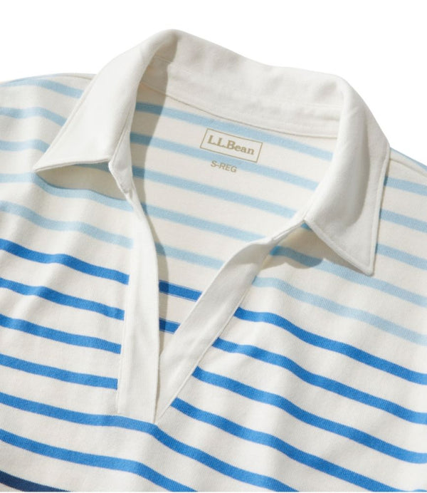 Women's Heritage Mariner Top, Splitneck Polo Three-Quarter-Sleeve Stripe