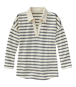 Women's Heritage Mariner Top, Splitneck Polo Three-Quarter-Sleeve Stripe