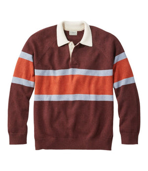 Men's Wicked Soft Cotton/Cashmere Sweater, Rugby Polo, Stripe
