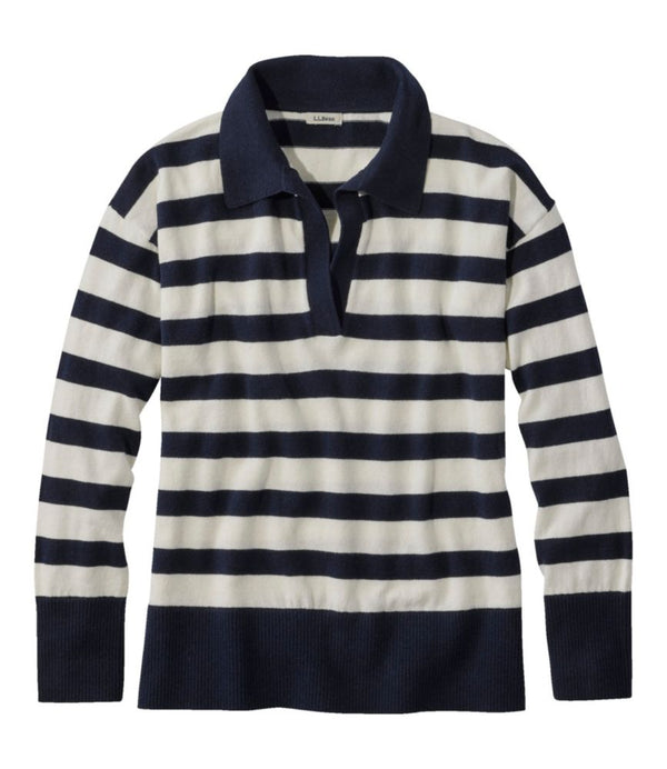 Women's Cotton/Cashmere Sweater, Polo Stripe