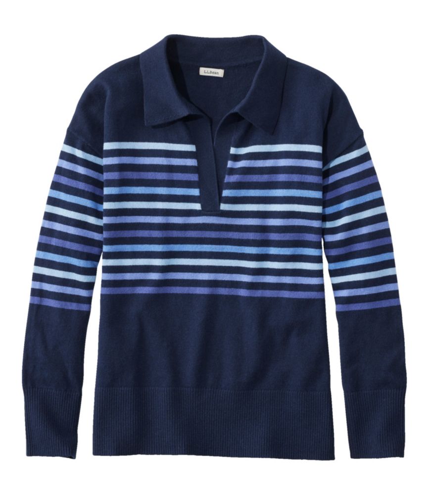Women's Cotton/Cashmere Sweater, Polo Stripe