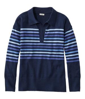 Women's Cotton/Cashmere Sweater, Polo Stripe