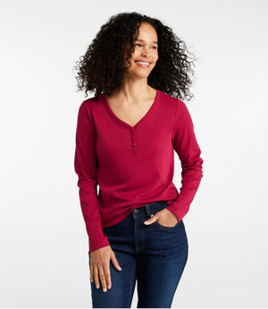 Women's L.L.Bean V-Neck Henley, Long-Sleeve