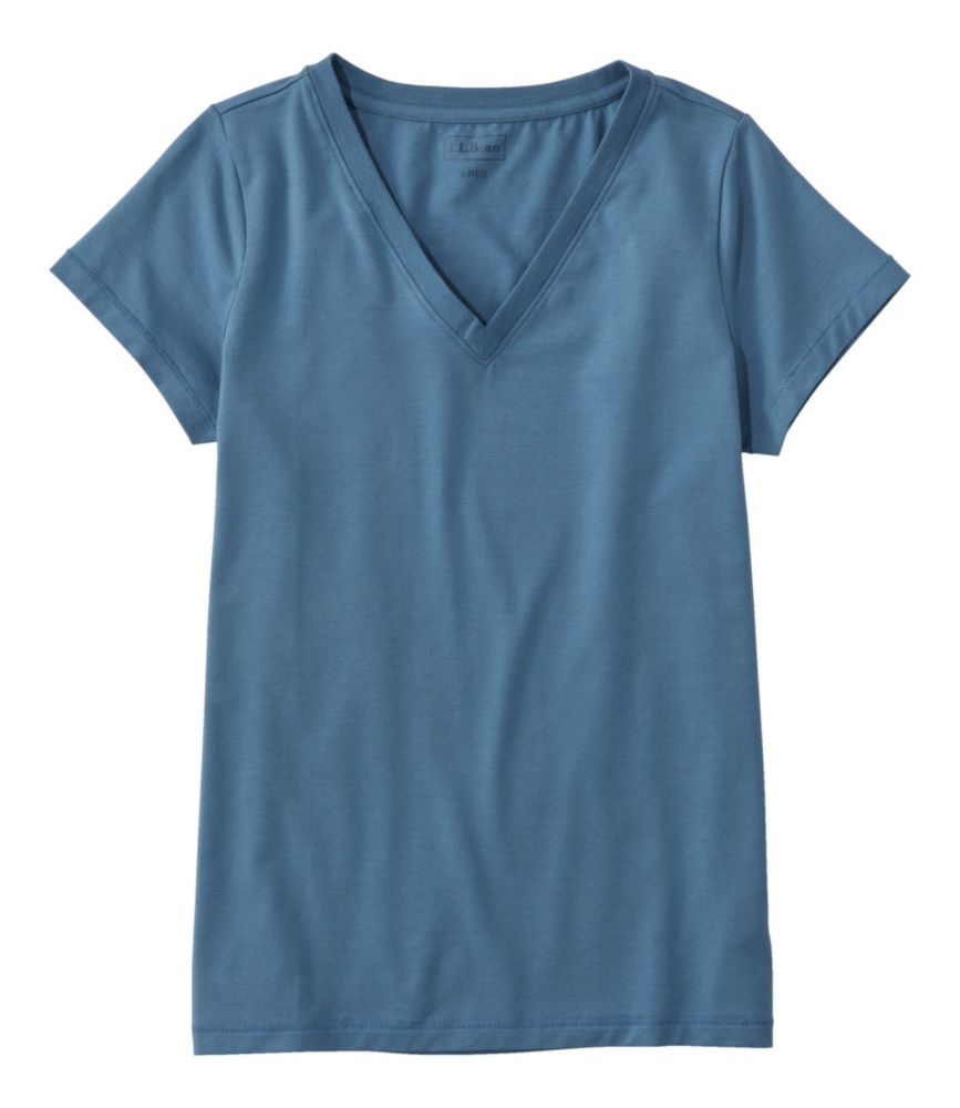 Women's Soft Stretch Supima-Blend Tee, Short-Sleeve V-Neck