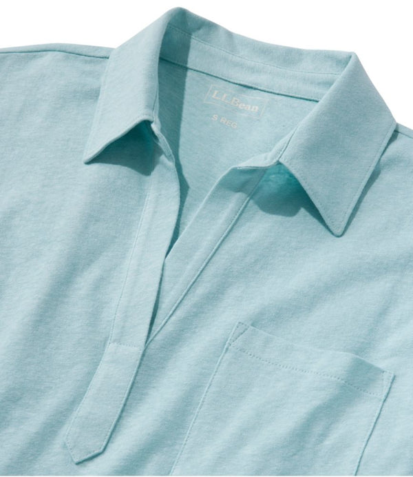 Women's Linen/Cotton Tee, Three-Quarter-Sleeve Splitneck Polo