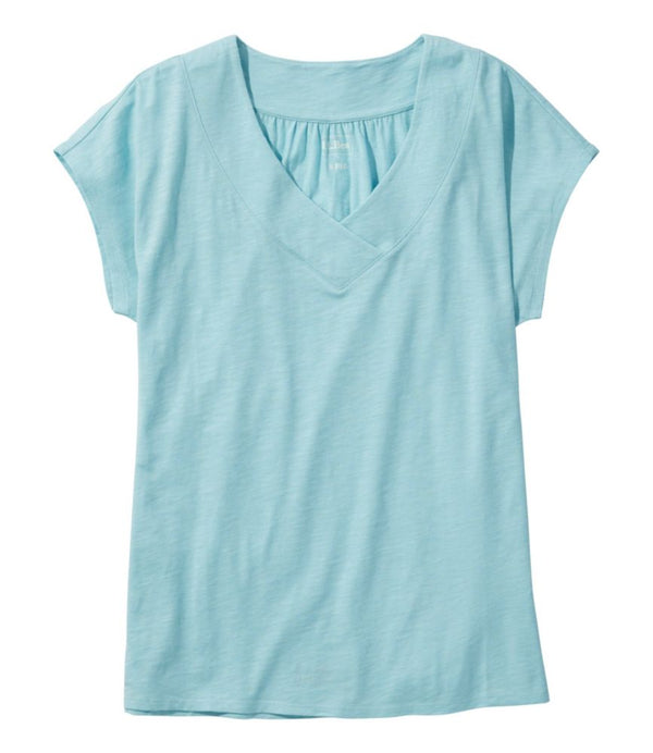 Women's Organic Cotton Tee, V-Neck Cap-Sleeve