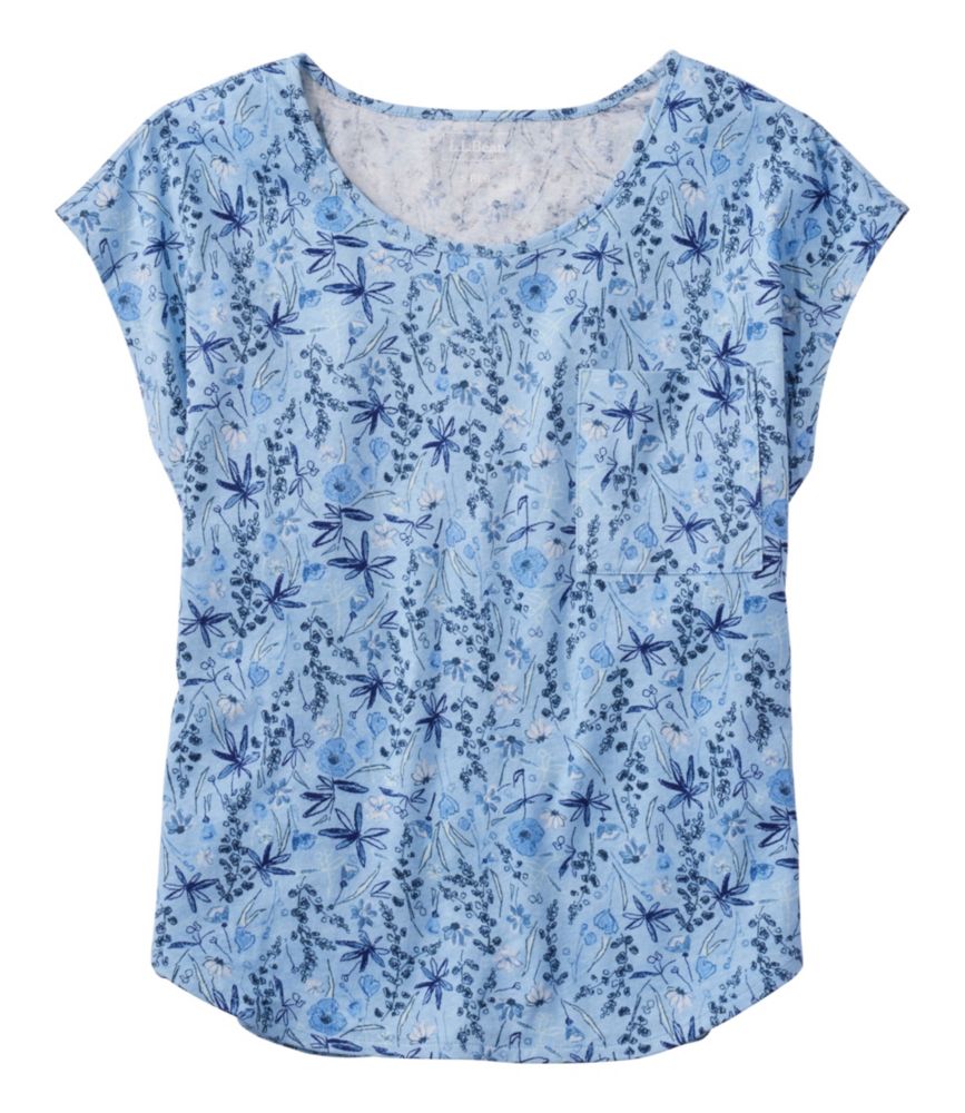 Women's Linen/Cotton Tee, Short-Sleeve Scoopneck Print